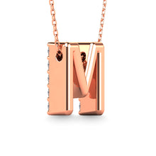 Load image into Gallery viewer, Diamond 1/6 Ct.Tw. Letter M Pendant in 14K Rose Gold&quot;