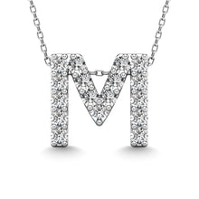 Load image into Gallery viewer, Diamond 1/6 Ct.Tw. Letter M Pendant in 14K White Gold&quot;