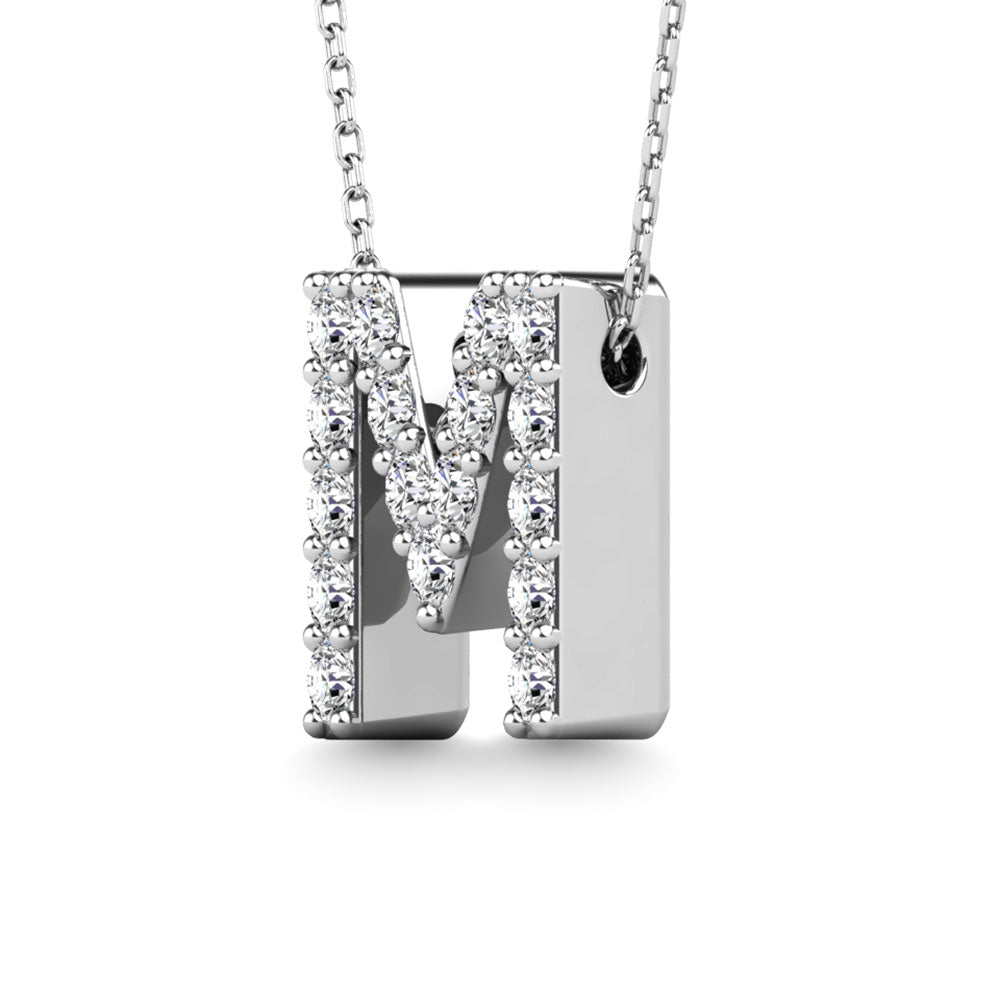 Diamond 1/6 Ct.Tw. Letter M Pendant in 14K White Gold"