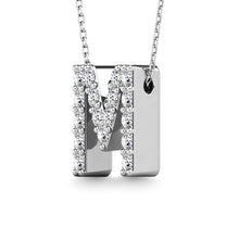 Load image into Gallery viewer, Diamond 1/6 Ct.Tw. Letter M Pendant in 14K White Gold&quot;