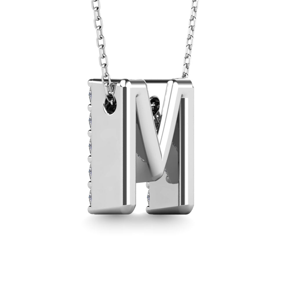 Diamond 1/6 Ct.Tw. Letter M Pendant in 14K White Gold"