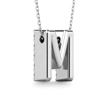 Load image into Gallery viewer, Diamond 1/6 Ct.Tw. Letter M Pendant in 14K White Gold&quot;