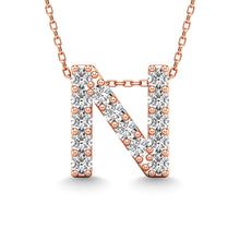 Load image into Gallery viewer, Diamond 1/6 Ct.Tw. Letter N Pendant in 14K Rose Gold&quot;