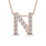 Diamond 1/6 Ct.Tw. Letter N Pendant in 14K Rose Gold