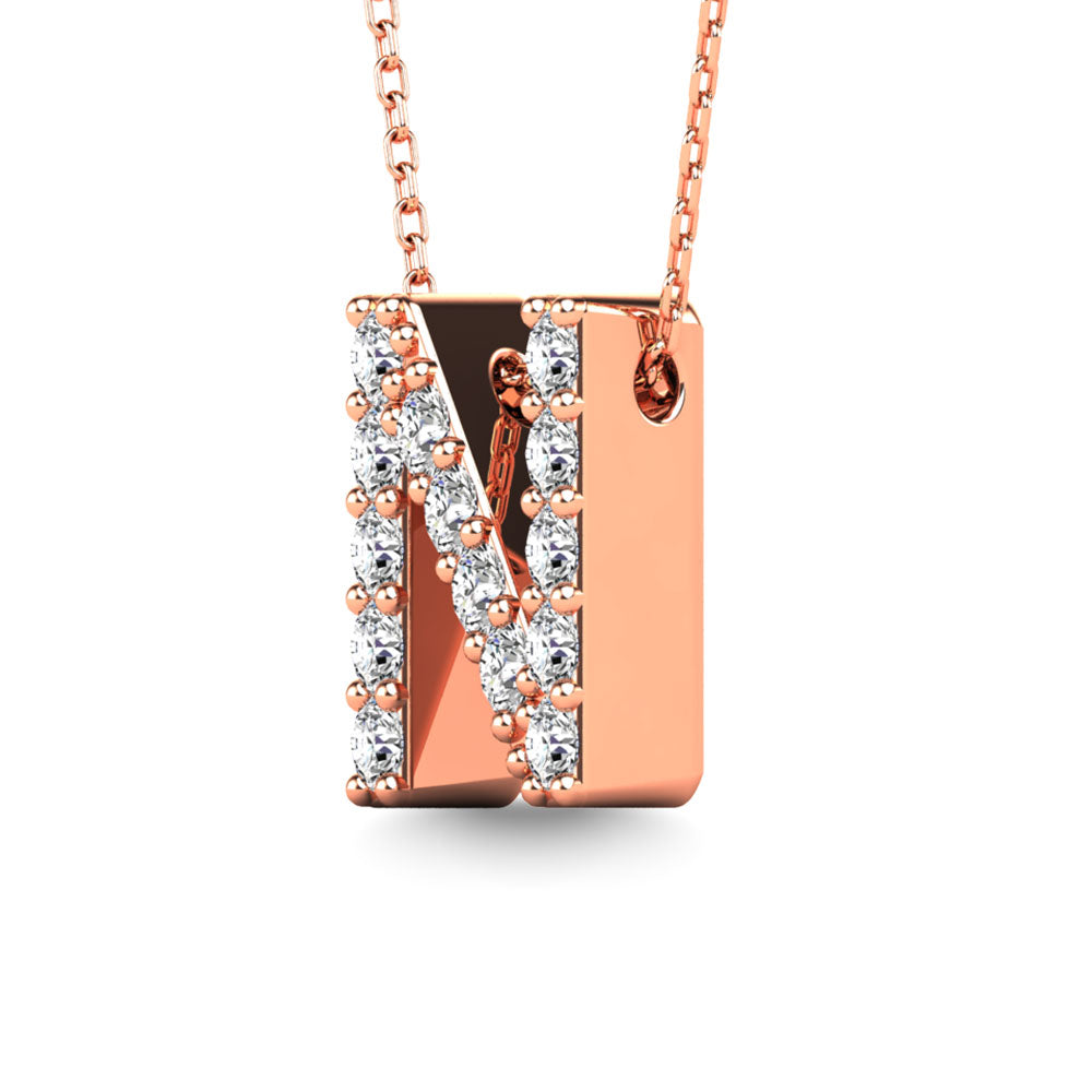 Diamond 1/6 Ct.Tw. Letter N Pendant in 14K Rose Gold"