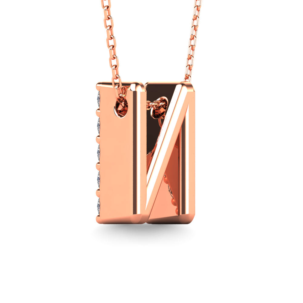 Diamond 1/6 Ct.Tw. Letter N Pendant in 14K Rose Gold"