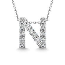 Load image into Gallery viewer, Diamond 1/6 Ct.Tw. Letter N Pendant in 14K White Gold&quot;