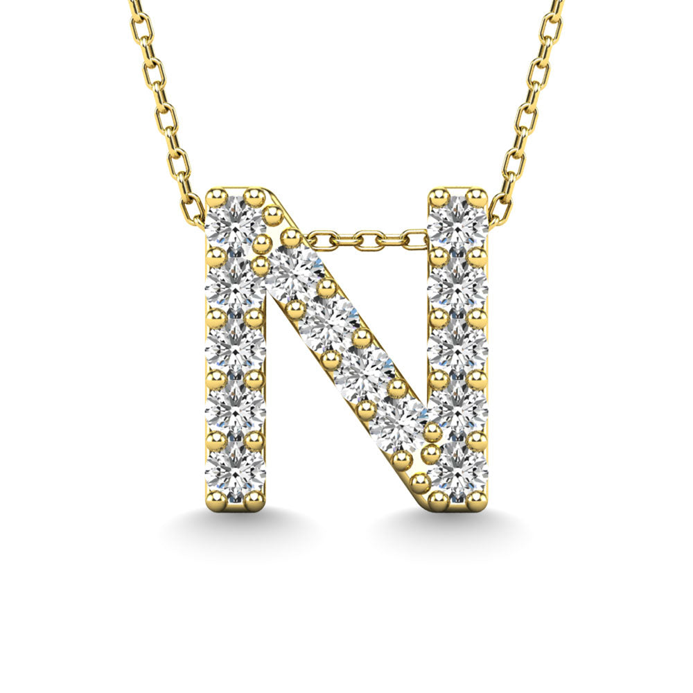 Diamond 1/6 Ct.Tw. Letter N Pendant in 14K Yellow Gold"