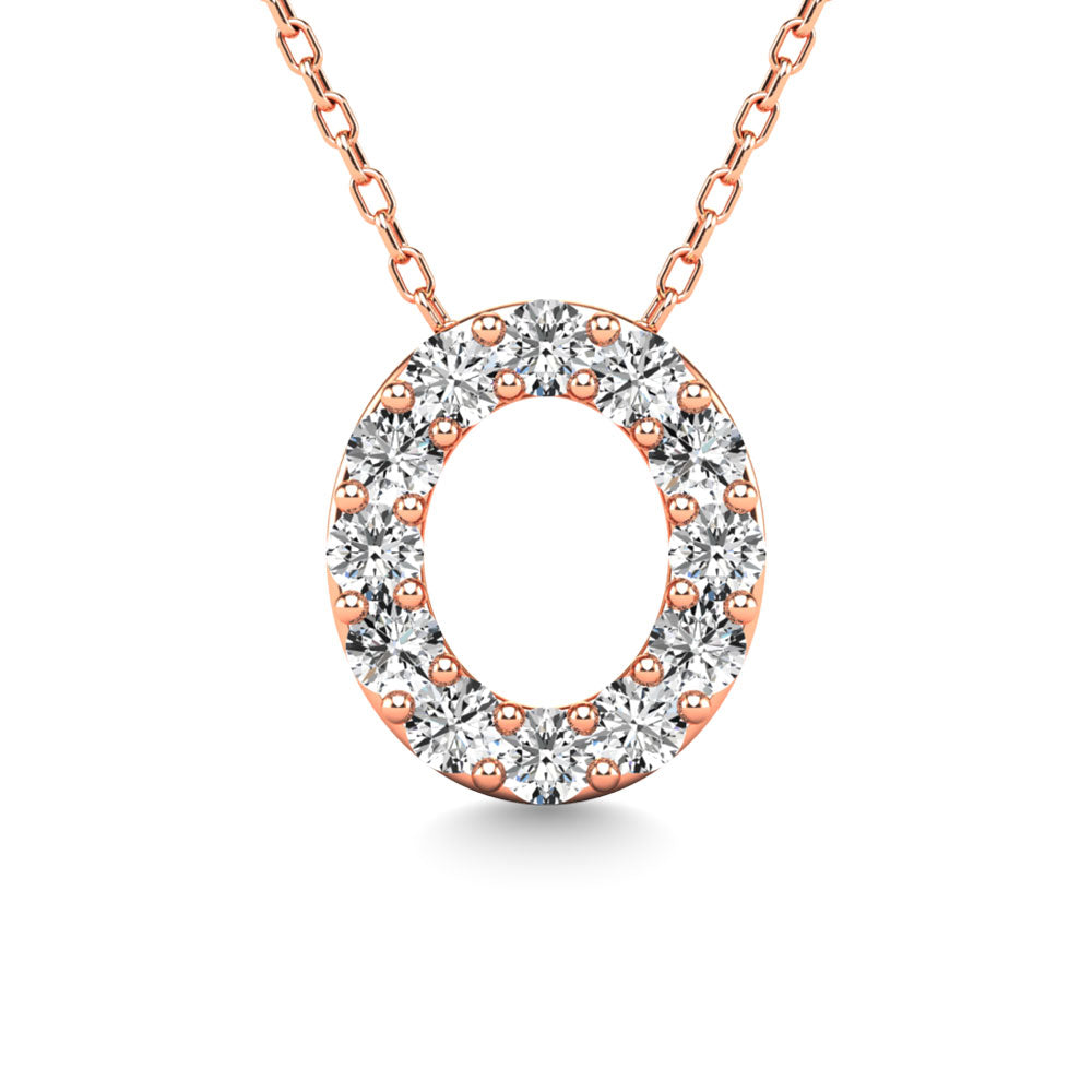 Diamond 1/8 Ct.Tw. Letter O Pendant in 14K Rose Gold"