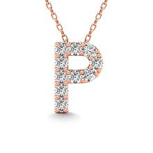 Load image into Gallery viewer, Diamond 1/10 Ct.Tw. Letter P Pendant in 14K Rose Gold&quot;