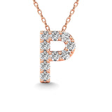 Diamond 1/10 Ct.Tw. Letter P Pendant in 14K Rose Gold