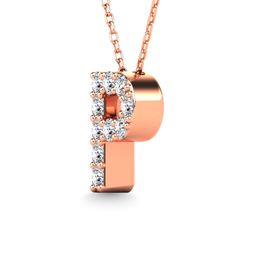 Diamond 1/10 Ct.Tw. Letter P Pendant in 14K Rose Gold"