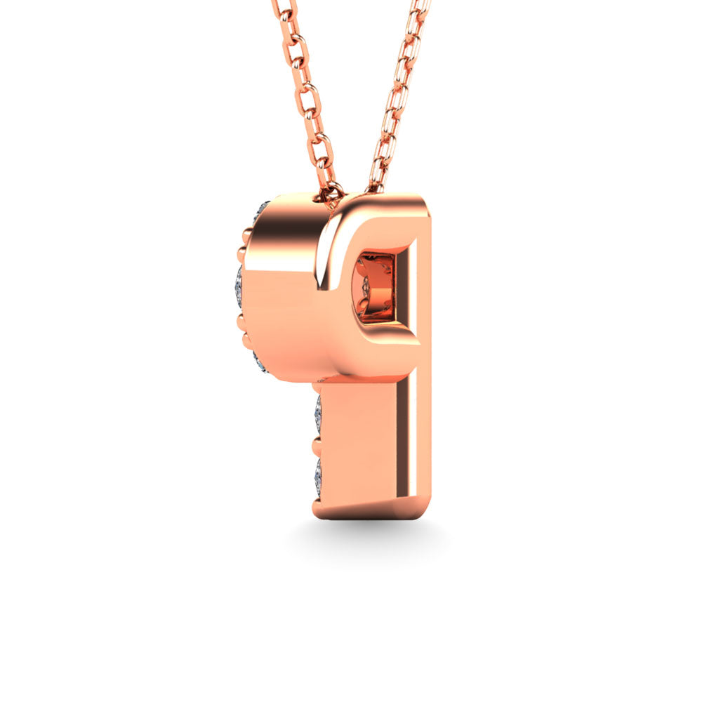 Diamond 1/10 Ct.Tw. Letter P Pendant in 14K Rose Gold"