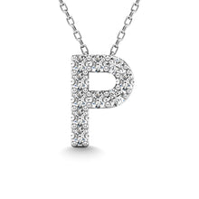 Load image into Gallery viewer, Diamond 1/10 Ct.Tw. Letter P Pendant in 14K White Gold&quot;