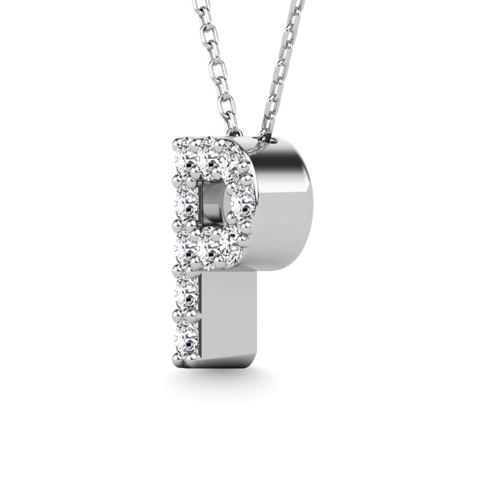 Diamond 1/10 Ct.Tw. Letter P Pendant in 14K White Gold"