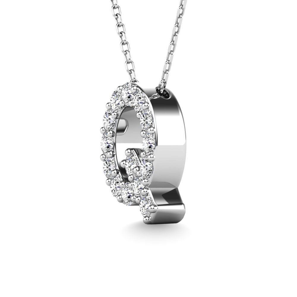 Diamond 1/6 Ct.Tw. Letter Q Pendant in 14K White Gold"