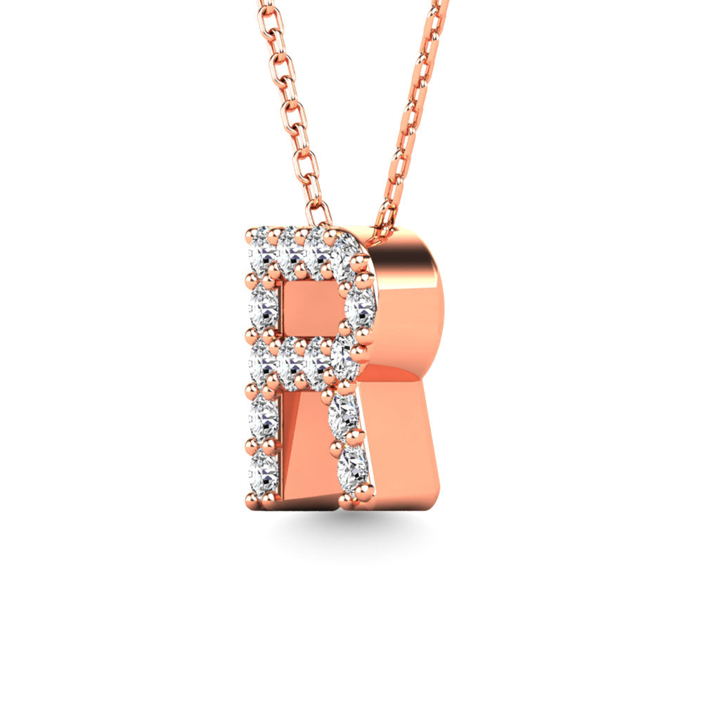 Diamond 1/8 Ct.Tw. Letter R Pendant in 14K Rose Gold"