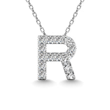 Load image into Gallery viewer, Diamond 1/8 Ct.Tw. Letter R Pendant in 14K White Gold&quot;