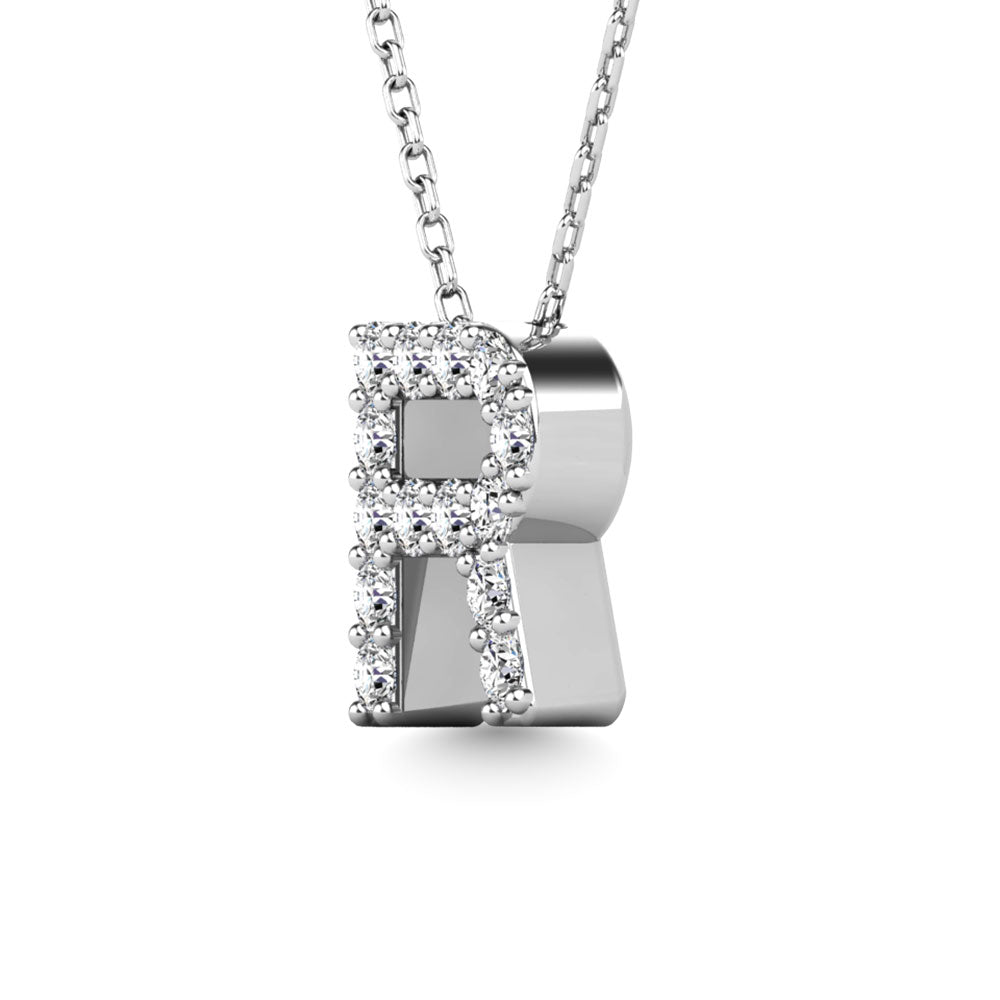 Diamond 1/8 Ct.Tw. Letter R Pendant in 14K White Gold"