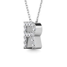 Load image into Gallery viewer, Diamond 1/8 Ct.Tw. Letter R Pendant in 14K White Gold&quot;