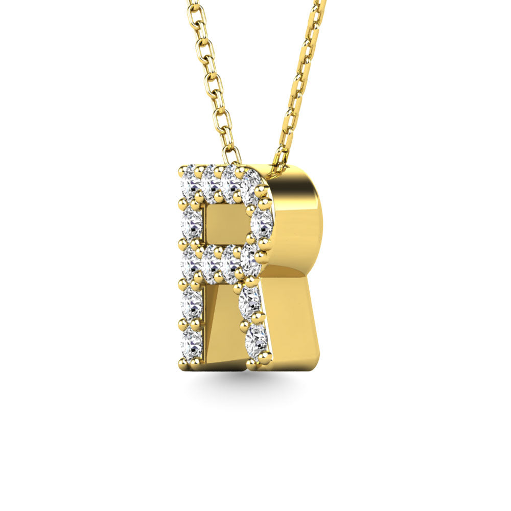 Diamond 1/8 Ct.Tw. Letter R Pendant in 14K Yellow Gold"