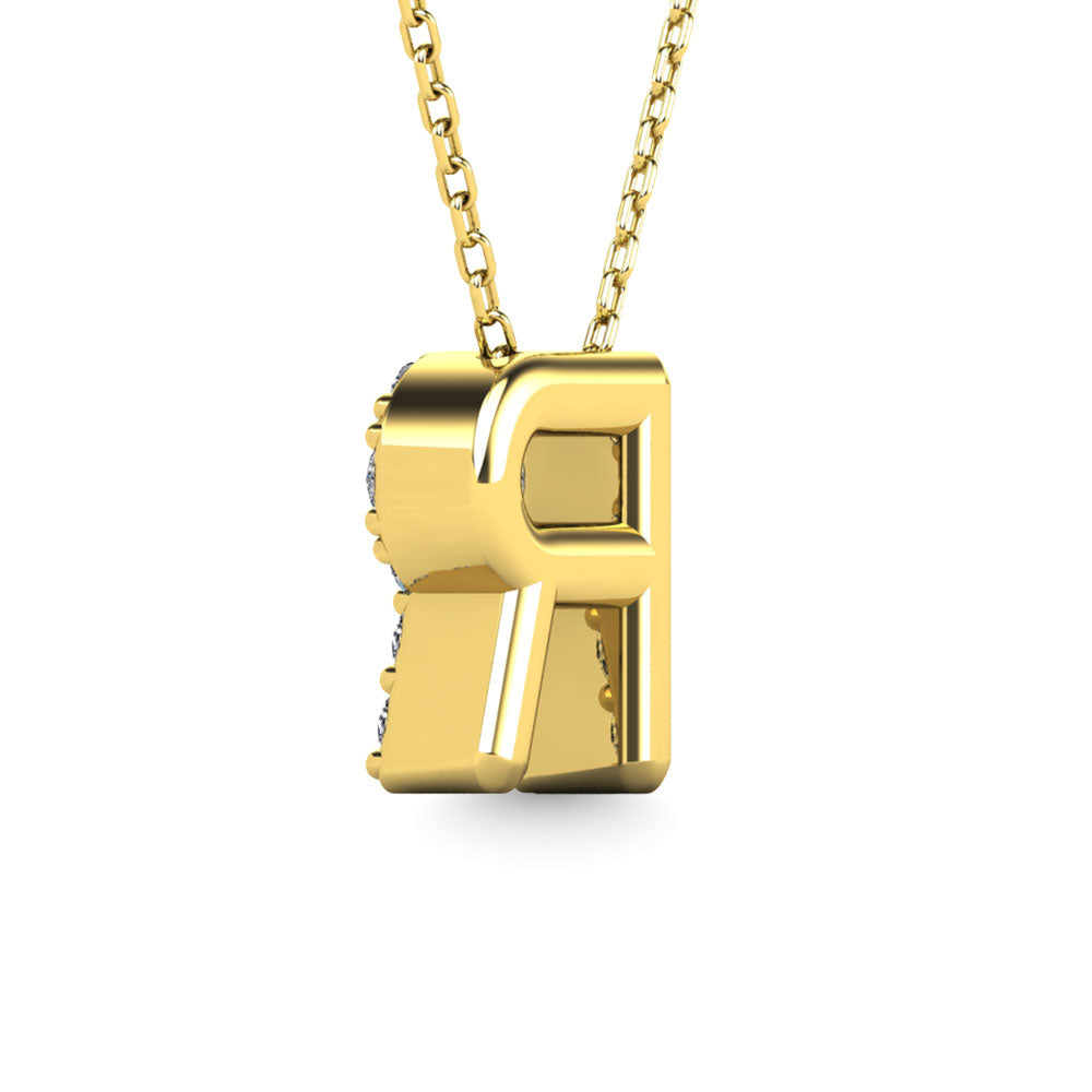 Diamond 1/8 Ct.Tw. Letter R Pendant in 14K Yellow Gold"