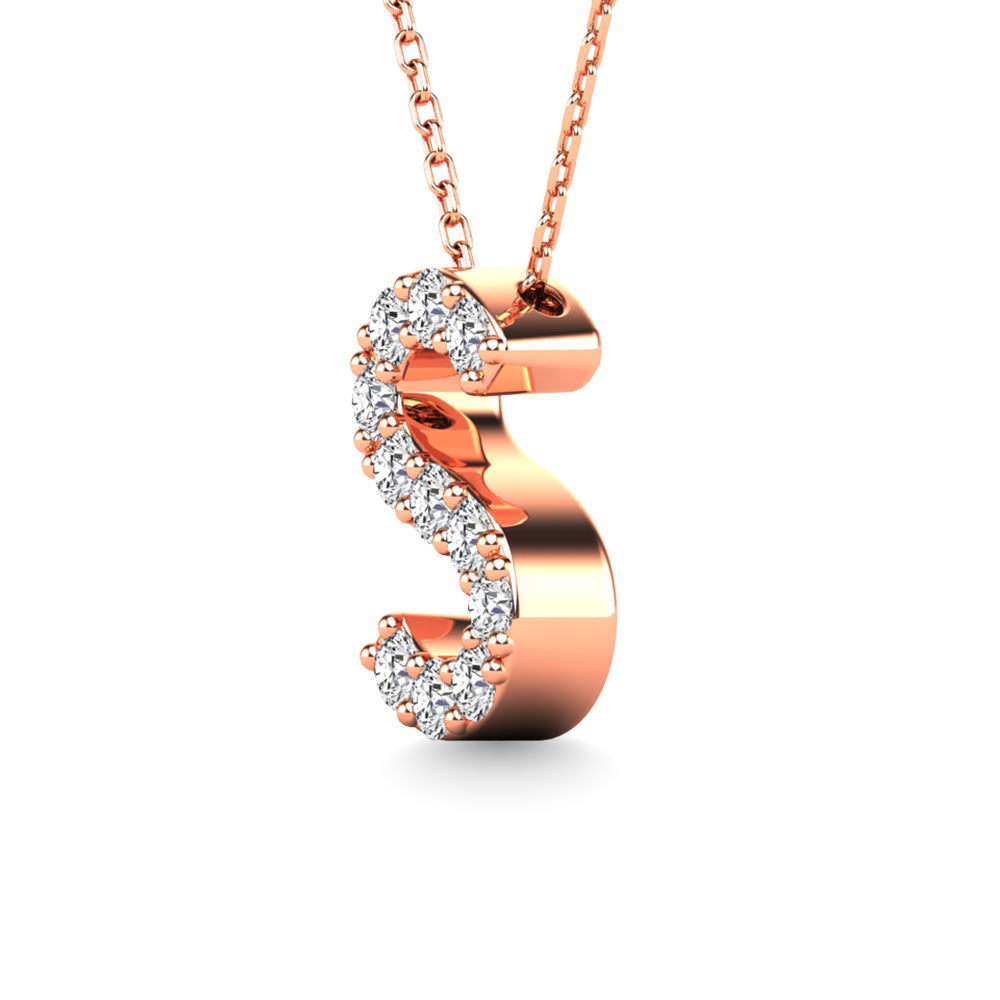 Diamond 1/10 Ct.Tw. Letter S Pendant in 14K Rose Gold"