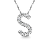 Diamond 1/10 Ct.Tw. Letter S Pendant in 14K White Gold