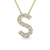 Diamond 1/10 Ct.Tw. Letter S Pendant in 14K Yellow Gold