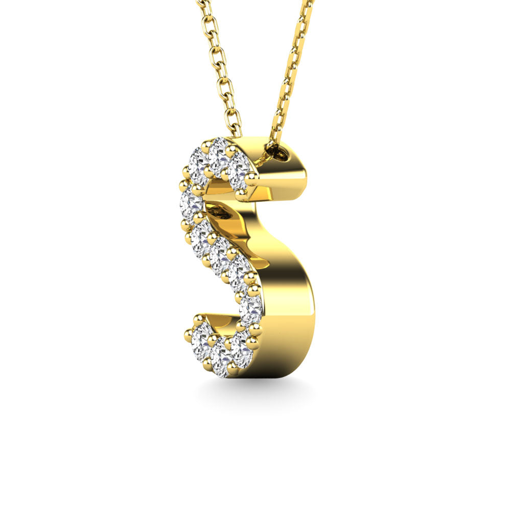 Diamond 1/10 Ct.Tw. Letter S Pendant in 14K Yellow Gold"