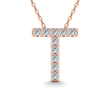 Load image into Gallery viewer, Diamond 1/10 Ct.Tw. Letter T Pendant in 14K Rose Gold&quot;