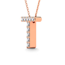 Load image into Gallery viewer, Diamond 1/10 Ct.Tw. Letter T Pendant in 14K Rose Gold&quot;