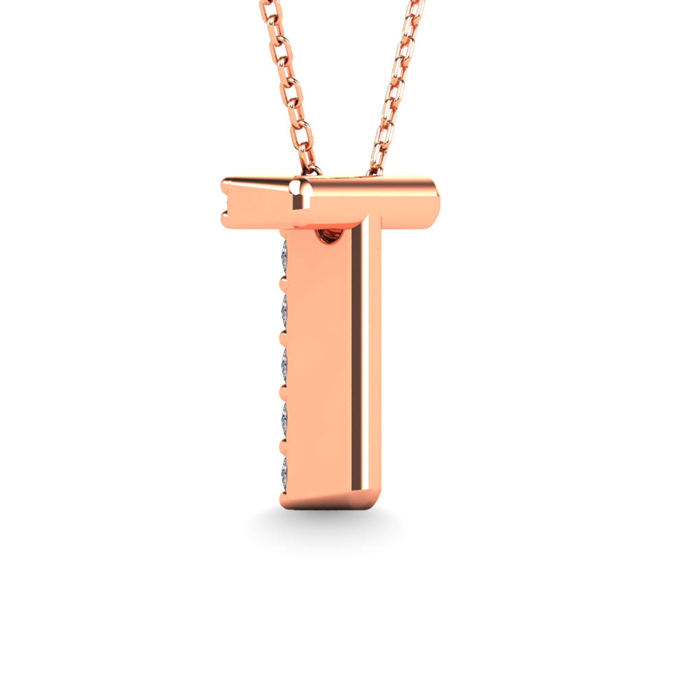 Diamond 1/10 Ct.Tw. Letter T Pendant in 14K Rose Gold"