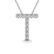 Load image into Gallery viewer, Diamond 1/10 Ct.Tw. Letter T Pendant in 14K White Gold&quot;