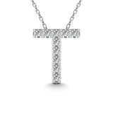 Diamond 1/10 Ct.Tw. Letter T Pendant in 14K White Gold