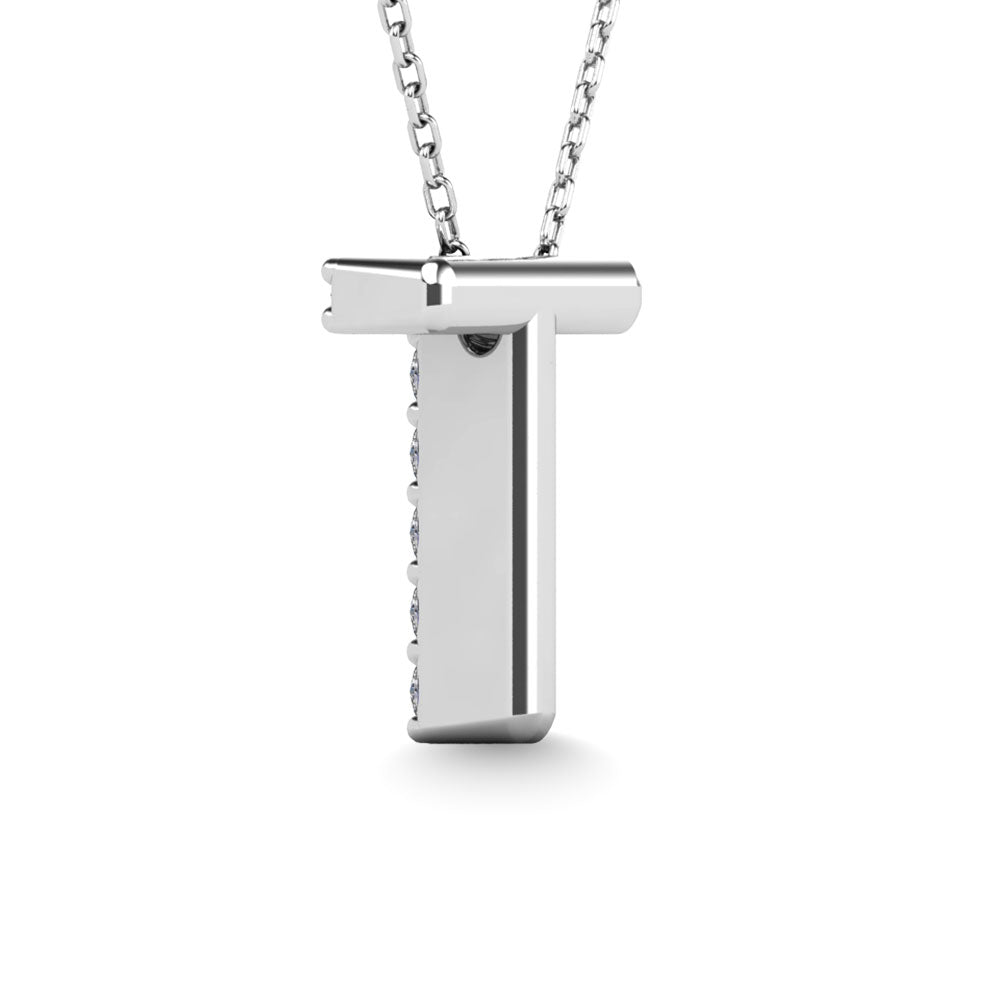 Diamond 1/10 Ct.Tw. Letter T Pendant in 14K White Gold"