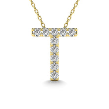 Load image into Gallery viewer, Diamond 1/10 Ct.Tw. Letter T Pendant in 14K Yellow Gold&quot;