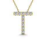 Diamond 1/10 Ct.Tw. Letter T Pendant in 14K Yellow Gold