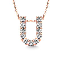 Load image into Gallery viewer, Diamond 1/10 Ct.Tw. Letter U Pendant in 14K Rose Gold&quot;