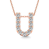 Diamond 1/10 Ct.Tw. Letter U Pendant in 14K Rose Gold