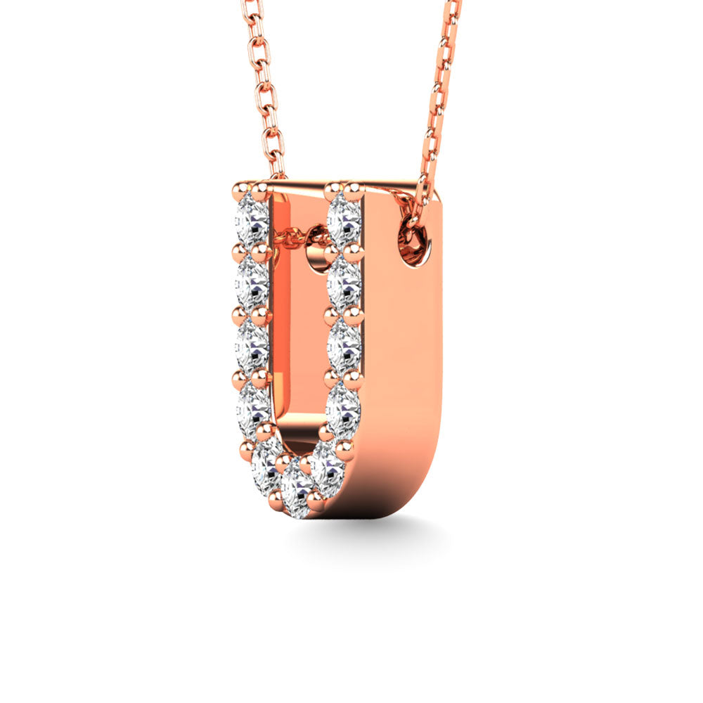 Diamond 1/10 Ct.Tw. Letter U Pendant in 14K Rose Gold"