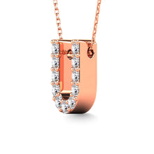 Load image into Gallery viewer, Diamond 1/10 Ct.Tw. Letter U Pendant in 14K Rose Gold&quot;