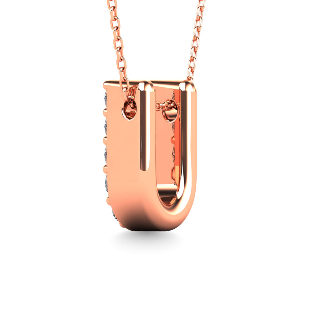 Diamond 1/10 Ct.Tw. Letter U Pendant in 14K Rose Gold"