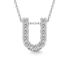 Load image into Gallery viewer, Diamond 1/10 Ct.Tw. Letter U Pendant in 14K White Gold&quot;