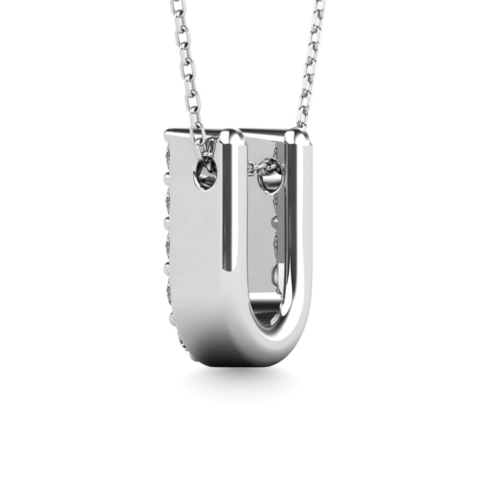 Diamond 1/10 Ct.Tw. Letter U Pendant in 14K White Gold"