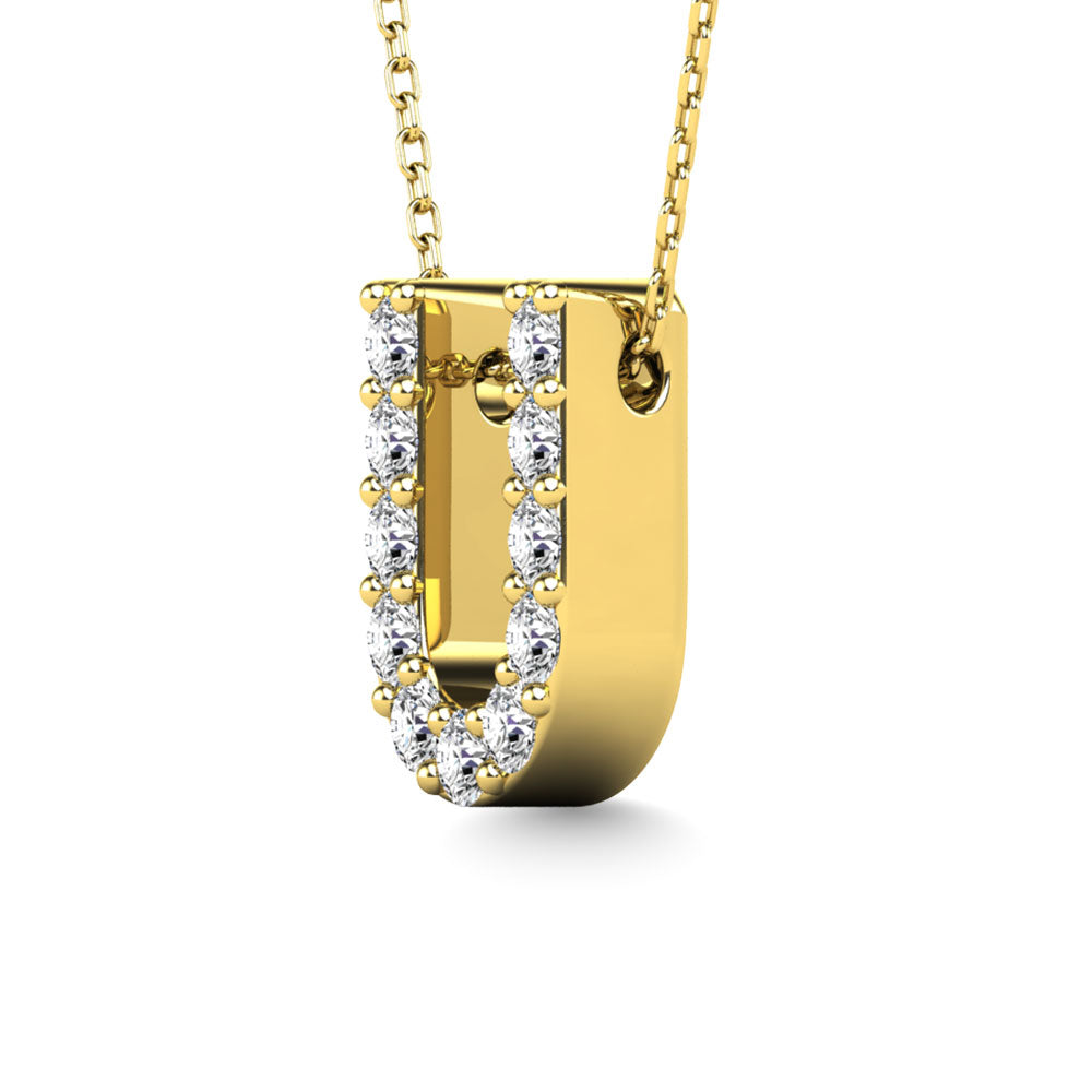 Diamond 1/10 Ct.Tw. Letter U Pendant in 14K Yellow Gold"