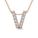 Diamond 1/10 Ct.Tw. Letter V Pendant in 14K Rose Gold