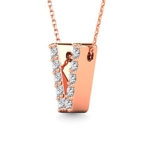 Load image into Gallery viewer, Diamond 1/10 Ct.Tw. Letter V Pendant in 14K Rose Gold&quot;