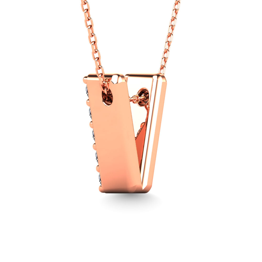 Diamond 1/10 Ct.Tw. Letter V Pendant in 14K Rose Gold"