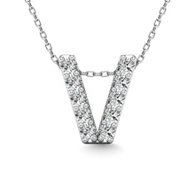 Load image into Gallery viewer, Diamond 1/10 Ct.Tw. Letter V Pendant in 14K White Gold&quot;